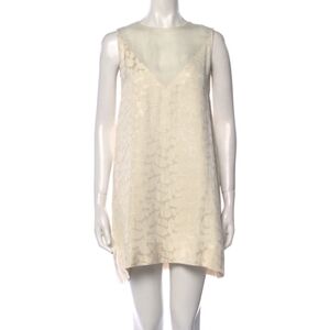 FINAL PRICE MINJUKIM Cream Sleeveless Mini Dress 34 FR US 2/4 Silk Brocade Rare